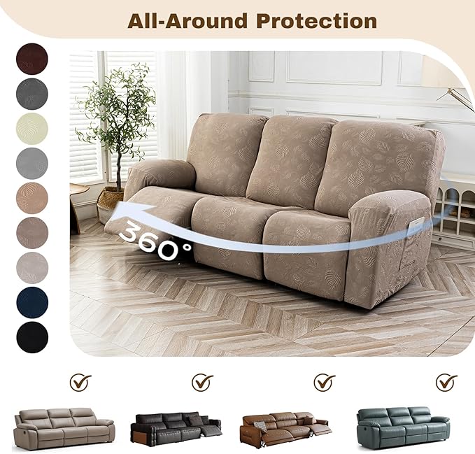 Gennia Recliner Sofa Covers 5 Pieces, Waterproof Sectional Couch Cover Stretch