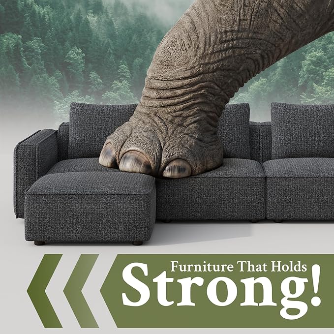 Welzona 103" Sectional Couch, Locked-in Modular Sectional Sofa, Wood Frame
