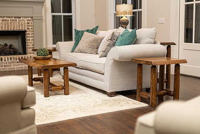 Rustic Log Live Edge End Table – Small Indoor End Table or Night Stand Table