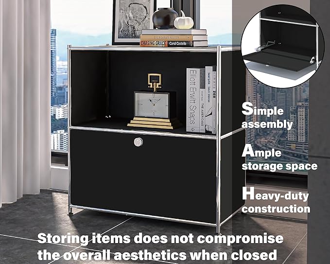 32.5-Inch Flip-Top Side Table & Buffet Cabinet