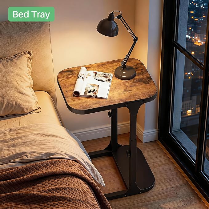 Kitstorack Ultra Stable & Durable End Table, Ajustable Height C Shaped Side