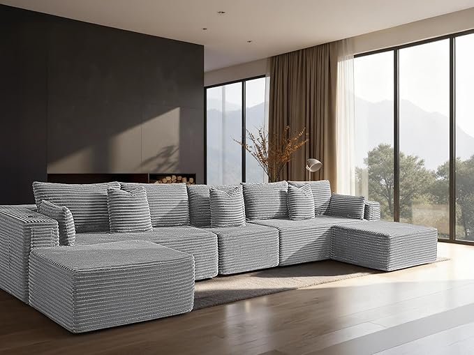 168" Cloud Sectional Couch, Comfort U Shaped Sofa