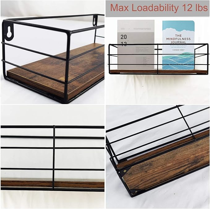 CRUGLA Floating Shelves Wall Mounted Set of 3, Hanging Storage Wall Shelf