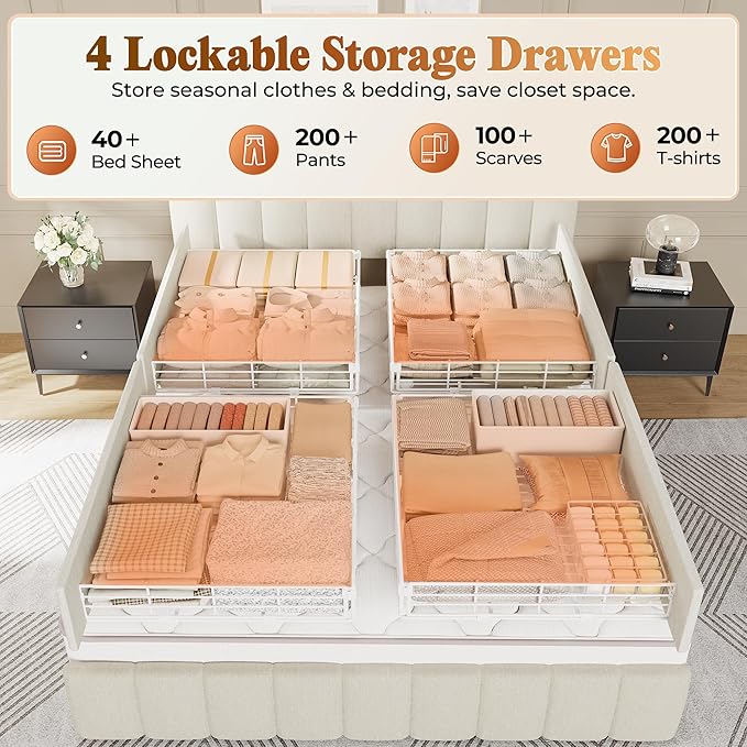 PRAISUN Bed Frame Queen Size
