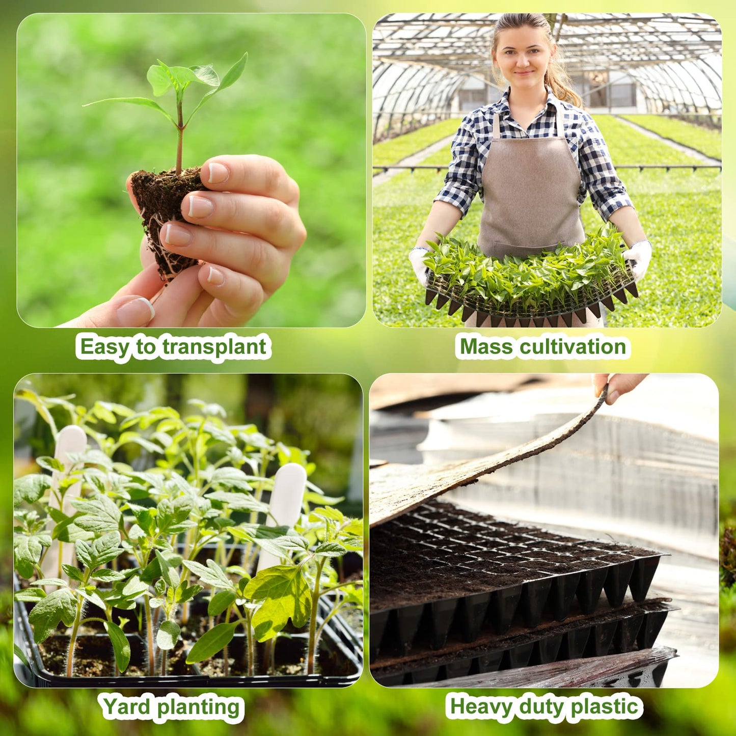 Eccliy 20 Pack 200 Cell Seedling Trays Seed Starter Kit Plant Starter Tray Durable Plastic Gardening Germination with Drain Holes Nursery Pots Mini Propagator for Growing Propagation