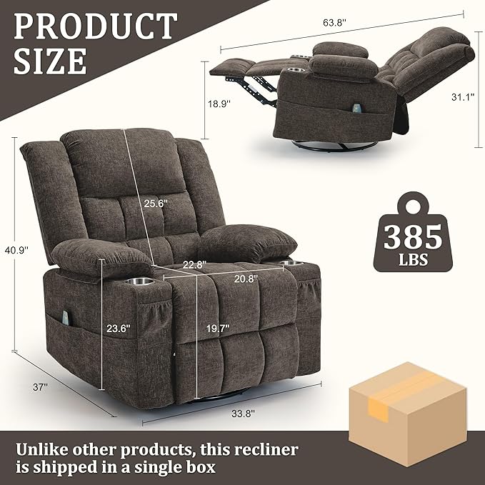 Korser 360° Swivel Rocker Recliner