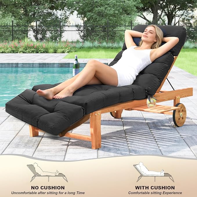 Outdoor Chaise Lounge Chair Cushion 74.2 x 22 x 4.7 Inches Thickened 100%