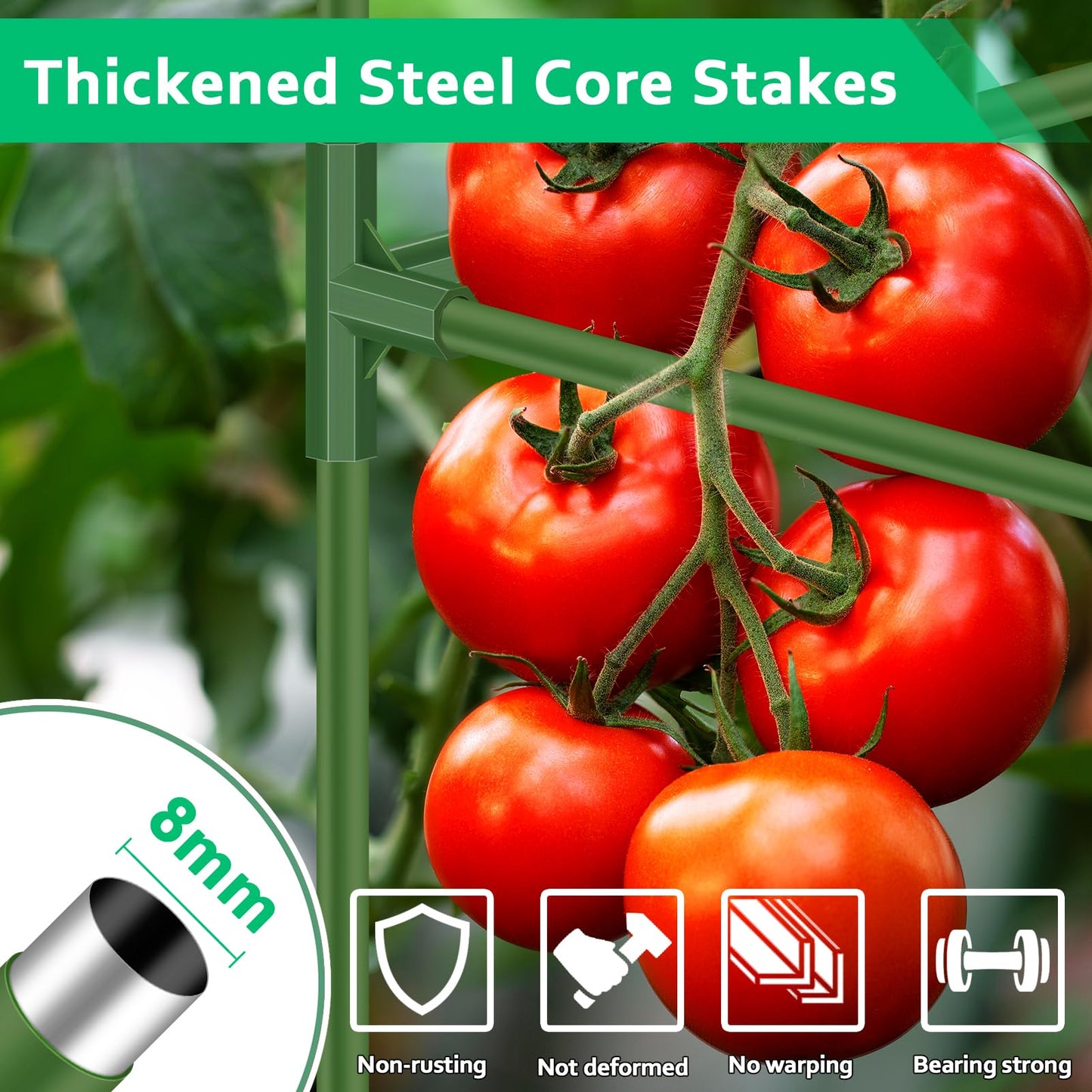 WLLEYAY 3 Pack Square Tomato Cages with 17 Gallon Grow Bags, 46'' Upgraded Heavy Duty Steel Garden Plant Support Stakes Kit, Flowers Vegetable Trellis for Vertical Climbing Plants Vines