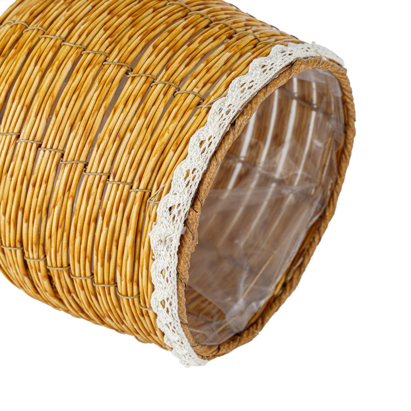 THY COLLECTIBLES Set of 2 Woven Wicker Planter Baskets with Plastic Lining and Bow Accent, Multipurpose Storage for Plants Indoor or Outdoor, Flowers, Toys Rustic Farmhouse Containers (Natural)
