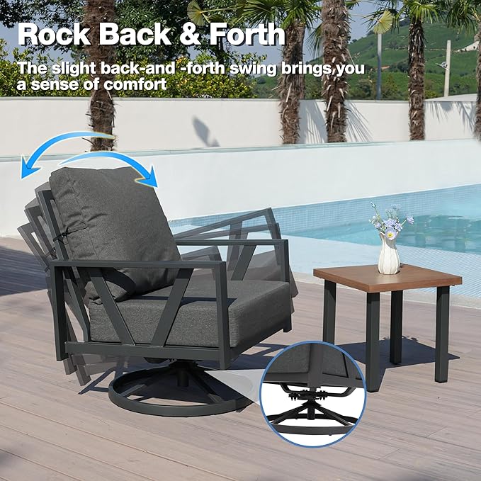 Outdoor Patio Swivel Rocking Chairs Set, Patio Porch Furniture