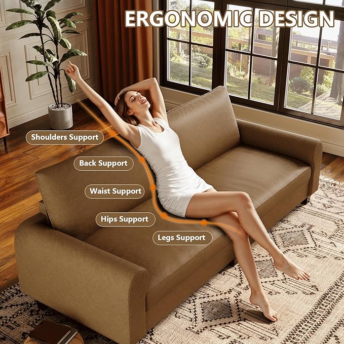 EASE MOOSE 70.6" Faux Leather Loveseat Sofa, Deep Seat Waterproof and
