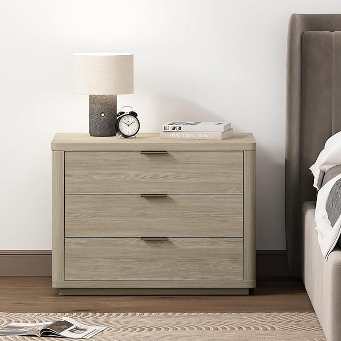 Eco-Friendly Nightstand in Natural Finish, Sustainable Bedside Table Made from