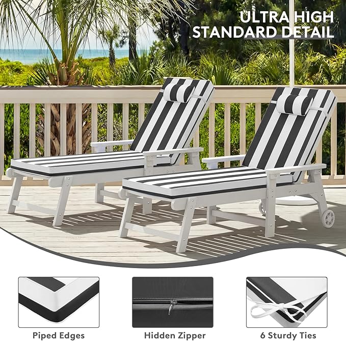 Chaise Lounge Cushion for Outdoor Furniture, Waterproof, Fade-Resistant and