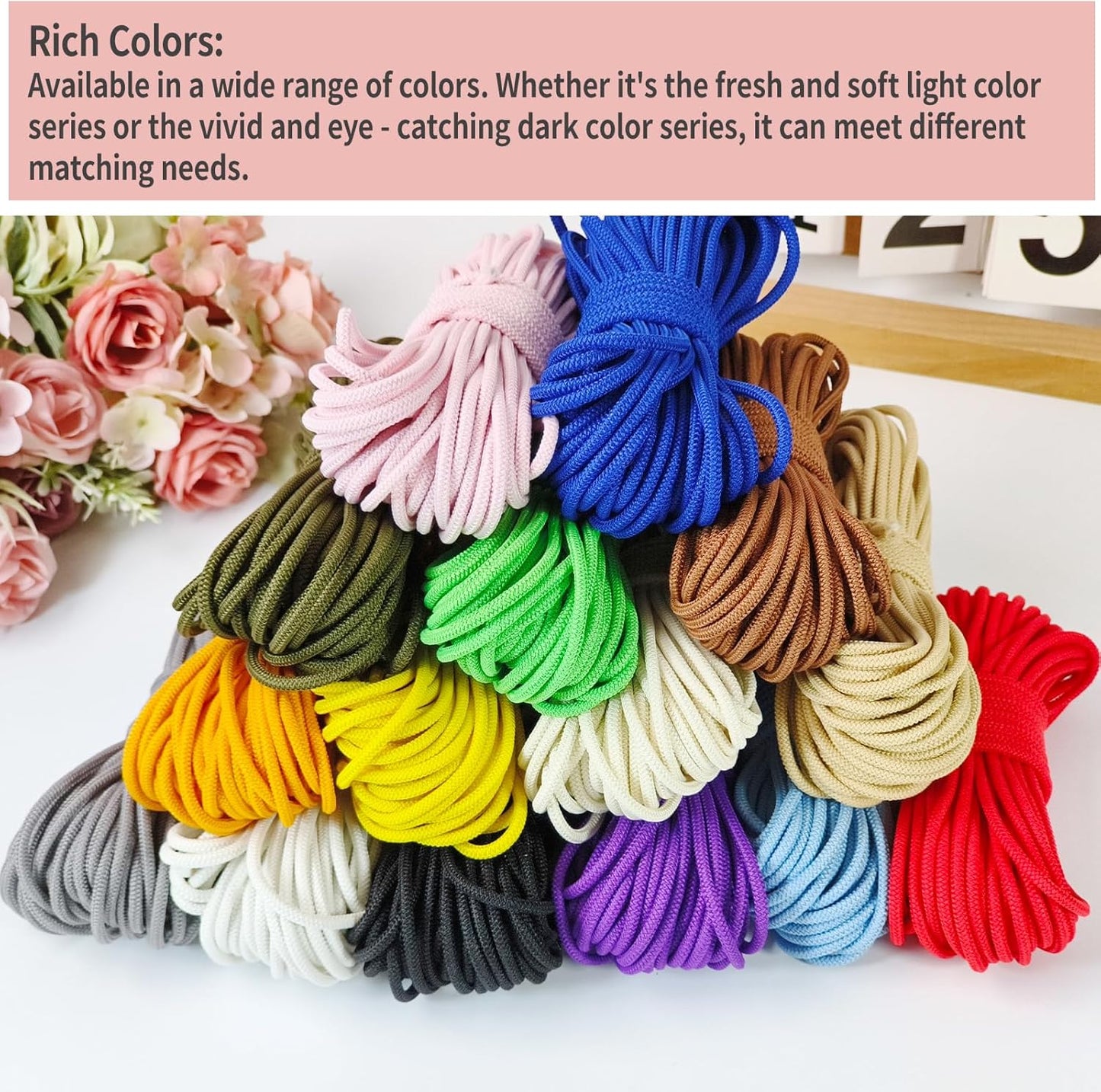 3mm Brown Elastic Cord 45ft - Strong No-Slip Bungee String for Crafts, DIY Projects, Kayak Tie Downs, Camping Gear, Sports Gear, DIY Crafts, Hair Bands, Sewing & Shoe Laces