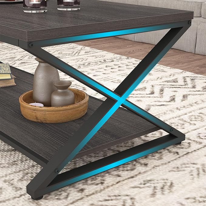 HSH Gray Storage Coffee Table, Modern Center Table