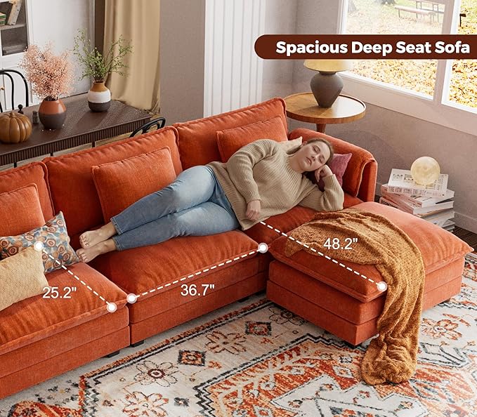 ELUCHANG Oversized 150" Modular Sectional Sofa, Comfy Cloud Couch, U Shaped
