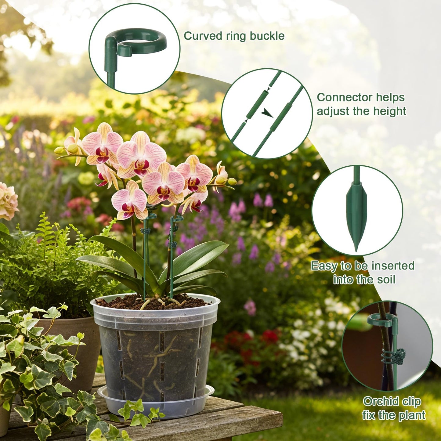 LUCKJUJU 12 Sets Orchid Pot with Holes, 4, 5, 6 Inch Clear Plastic Plant Pot with Saucers, Plant Stakes, Clips, Orchid Pots with Drainage for Repotting for Indoor Outdoor Plants