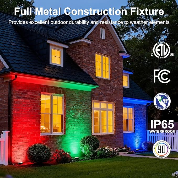 Low Voltage Landscape Flood Lights, Green Light 9W 12V Wired Outdoor LED Color Floodlights for Uplighting Palm Tree House Flag Wall Washer, Super Bright, Unique Design, Aluminum, Black, 6Pack