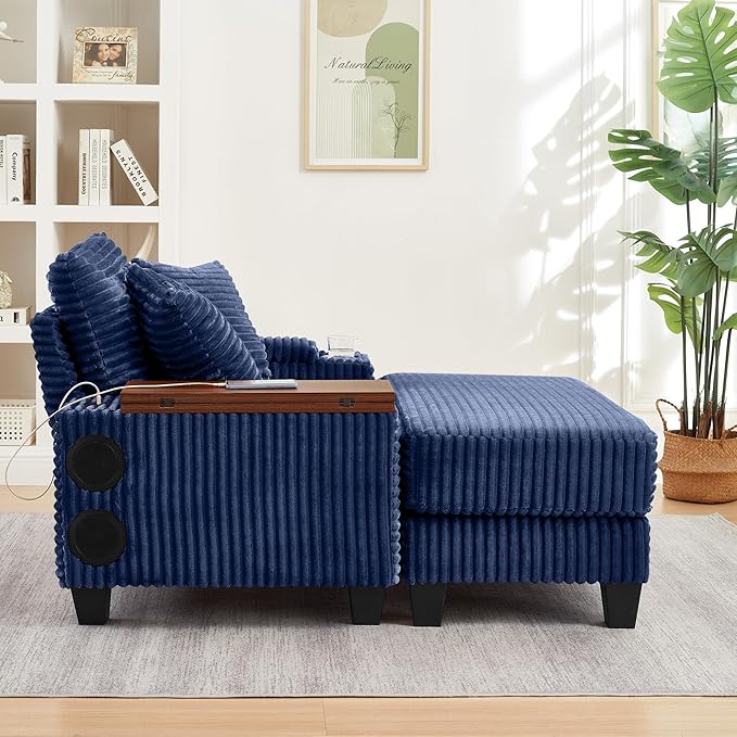 KEIKI Corduroy Storage Armrest Sofa, Single Versatile Seat