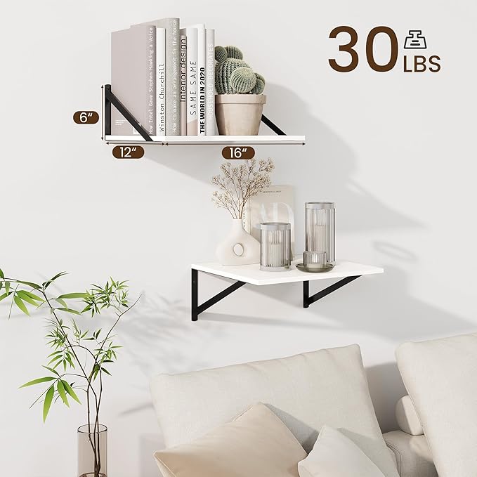 Fun Memories Floating Shelves for Wall, 12 Inch Deep Floating Shelves Set of 2