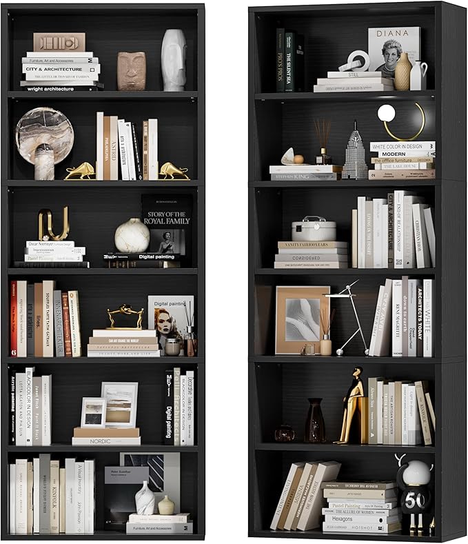 Furniwell 71" Tall Bookcase Bookshelves, 6 Tier Floor Standing Bookcases Open