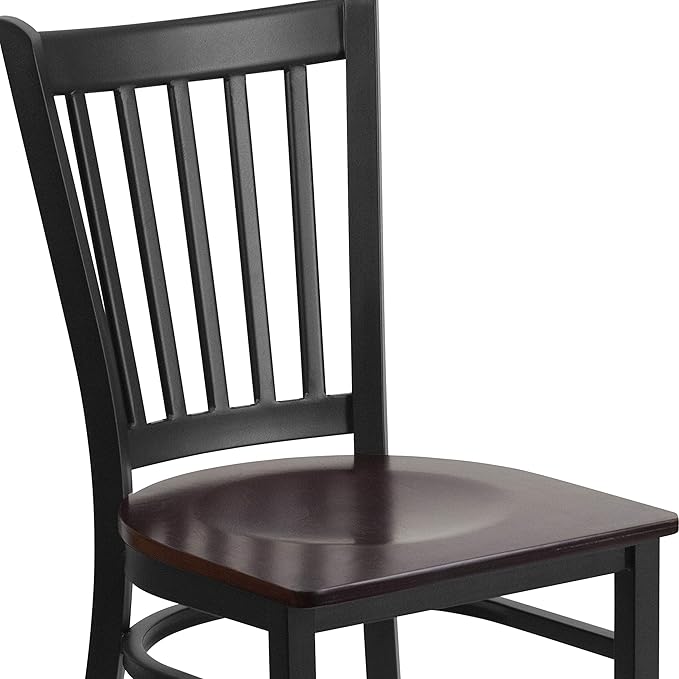 Flash Furniture HERCULES Series Black Vertical Back Metal Restaurant Chair