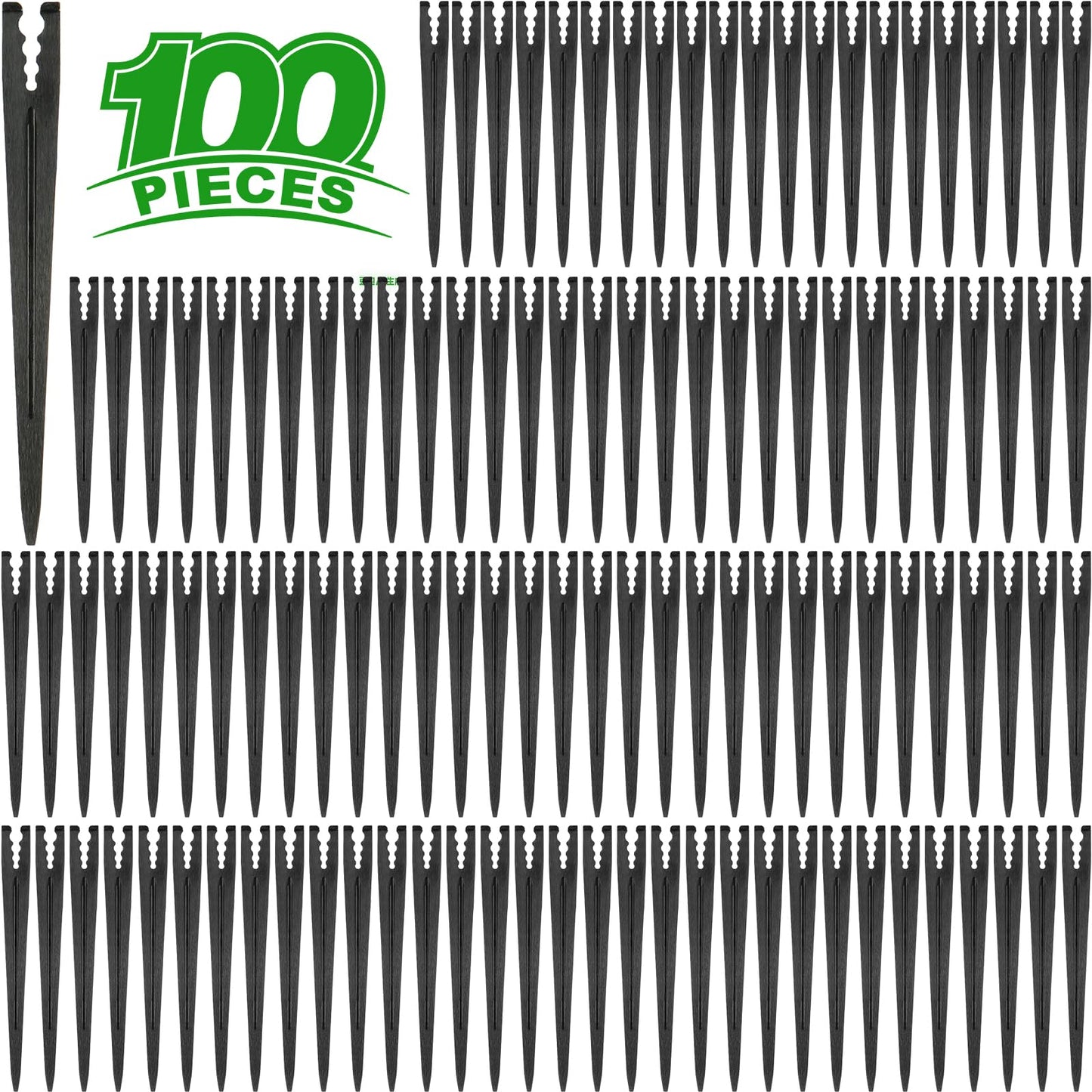 Kepmix 100 Pieces Drip Irrigation Support Stakes for 1/4 Inch Tubing, Plastic 1/4'' Drip Tube Holder Stakes for Irrigation Hose Emitter Support Garden Greenhouse Drip Supplies, 5.6-Inch Long