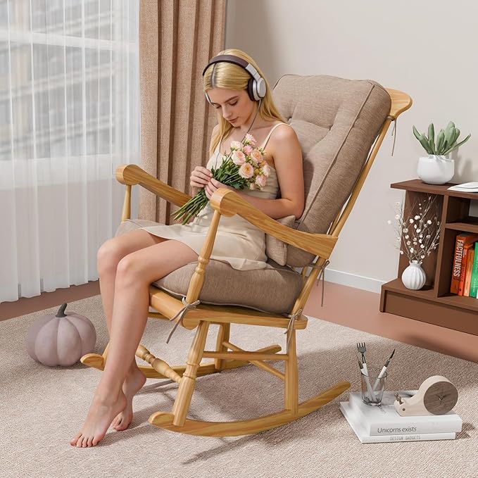 Rocking Chair Cushions with Pillow, Waterproof and Fade-Resistant Thicken