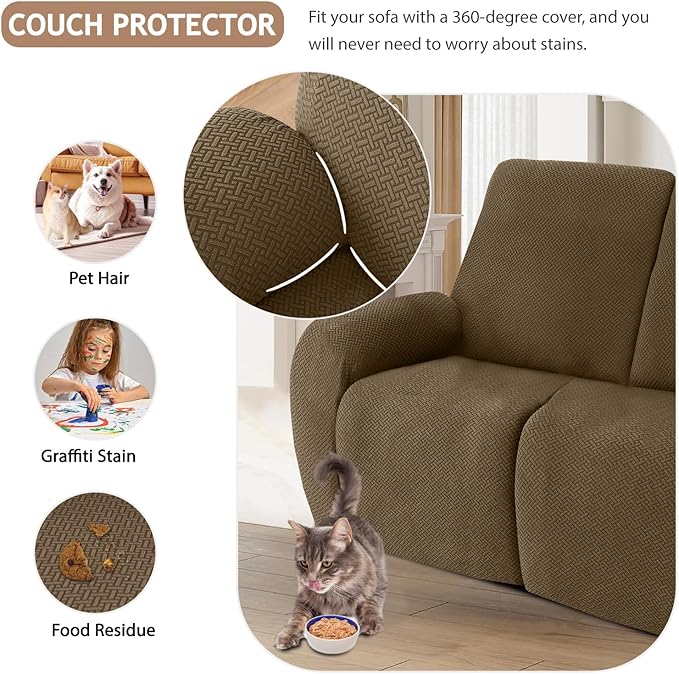 ALIECOM 100% Waterproof Recliner Sectional Couch Covers L Shape Stretch Corner