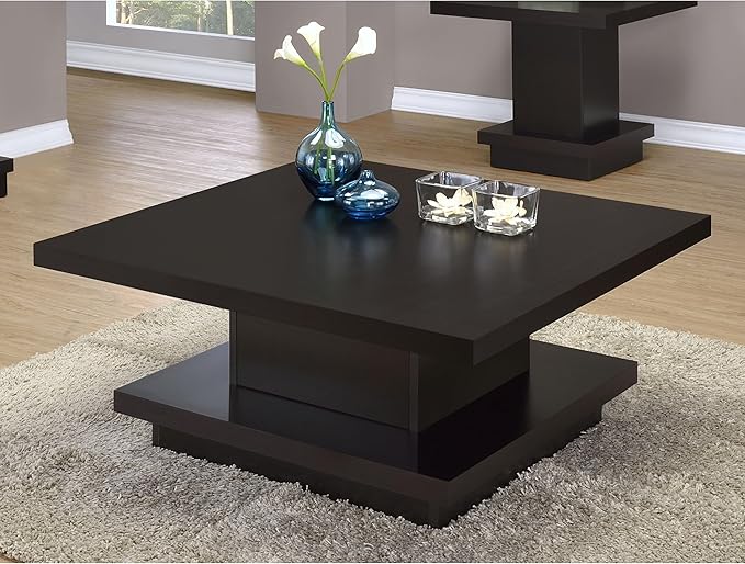 Modern Square Coffee Table 36 in, Wood Living Room Center Table