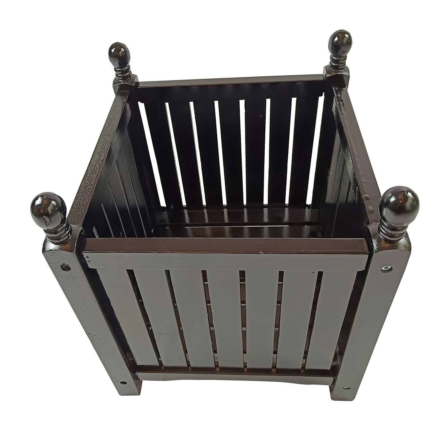 VeroFree Wooden Outdoor Square Planter Box – Black Elevated Flower Herb Pot for Porch, Patio, Deck Raised Container for Vegetables Plants (Black, 15.75x15.75x18.5 in)
