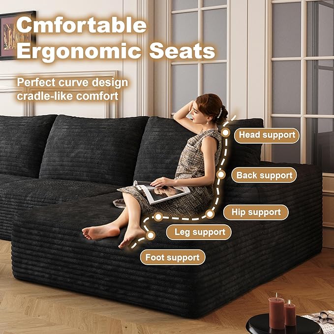 136" Sectional Couches for Living Room Cloud Couch Sofa
