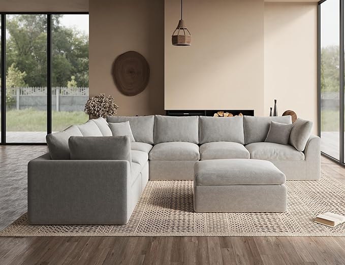 ohllob Oversized Cloud Couches for Living Room, Boneless Sectional Couch