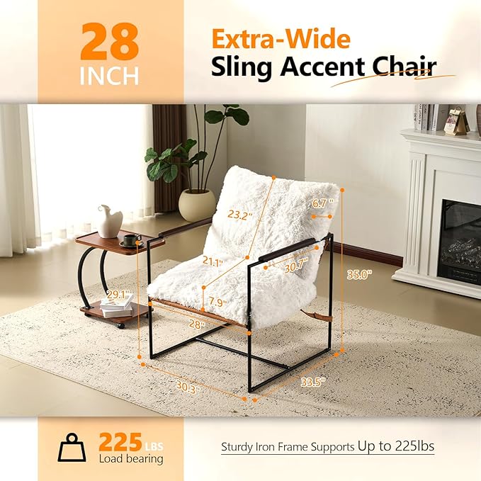 VINGLI 28" Wide Plush Upholstery Sling Modern Accent Chairs Set of 2, Cute