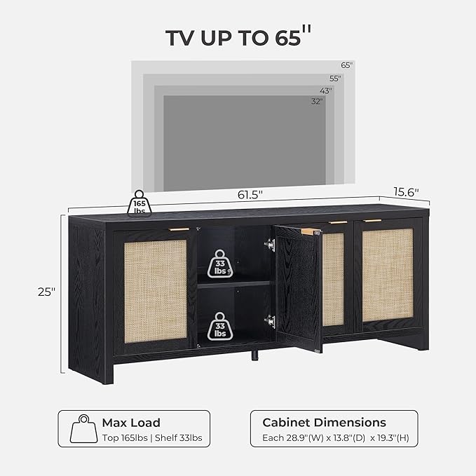 SICOTAS TV Stand for Living Room Boho Entertainment Center for Bedroom