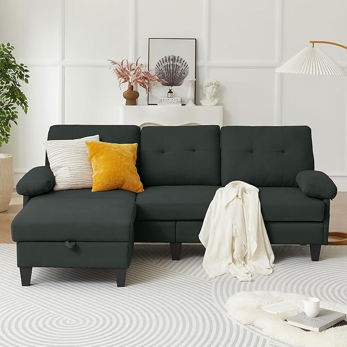 Sectional Sofa Couch for Living Room, Deep 3-Seater L Shaped Couches
