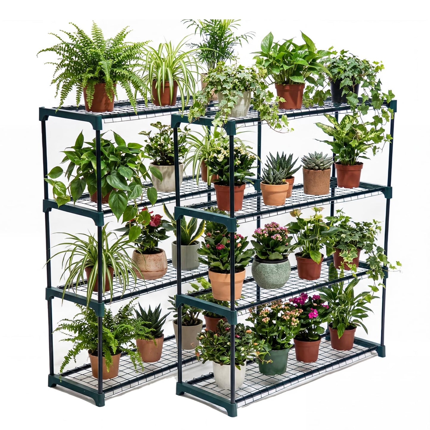 Panana 4 Tier Garden Greenhouse Steel Staging Shelving Plant Stand Garden Shelving Unit Garage Storage Racking, 2 Pack Plant Racks