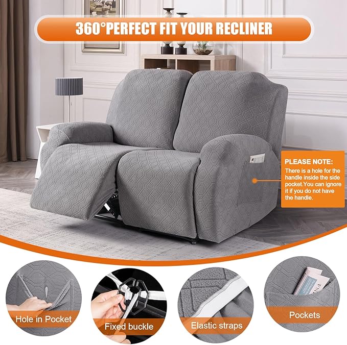 VANSOFY Oversized Recliner Cover, 2-Pieces Stretch Reclining Couch Cover