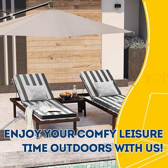 AAAAAcessories Outdoor Chaise Lounge Cushions, Waterproof Patio Furniture