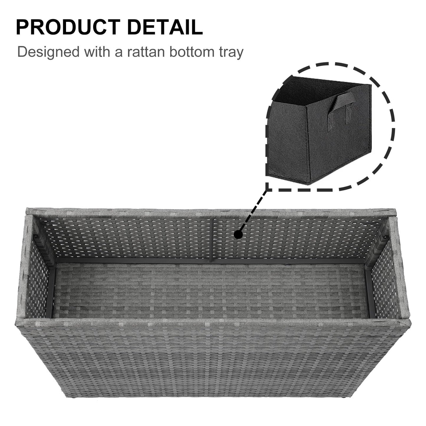 SUNNYPARK Tall Rectangular Planter with Removable Liner, All-Weather PE Rattan Large Modern Planters Indoor Outdoor Flower Plant Pots Garden Box Patio Yard Front Porch Deck