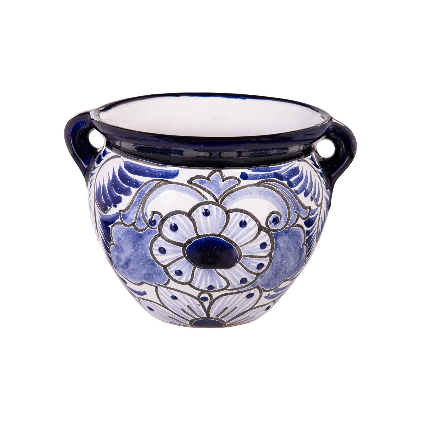 Evergreen 7 inch Talavera planters, Set of 2, Mexican Pottery Ceramic Mini Jug, Flower Pot Plant Succulent, Indoor Outdoor