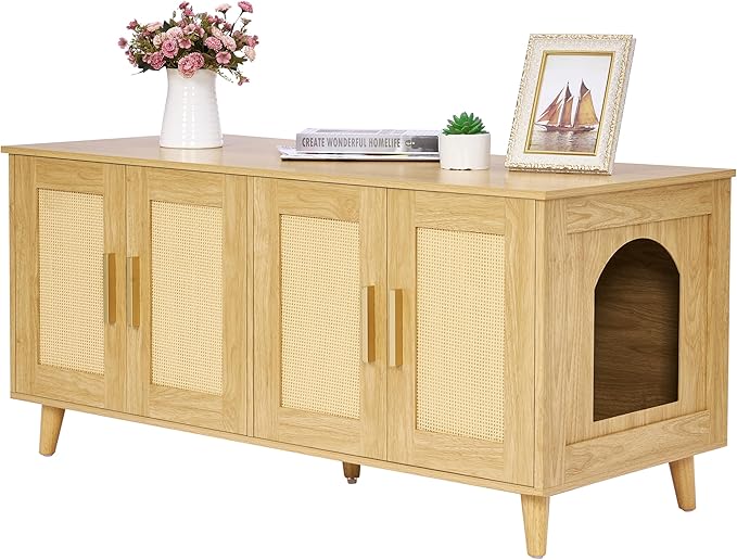 Homhedy Boho Cat Litter Box Enclosure