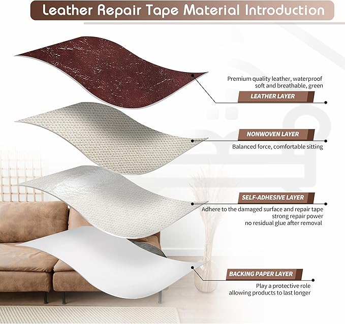 KING MOUNTAIN Leather Repair Patch, 4 x 63 Inches self Adhesive Leather Repair