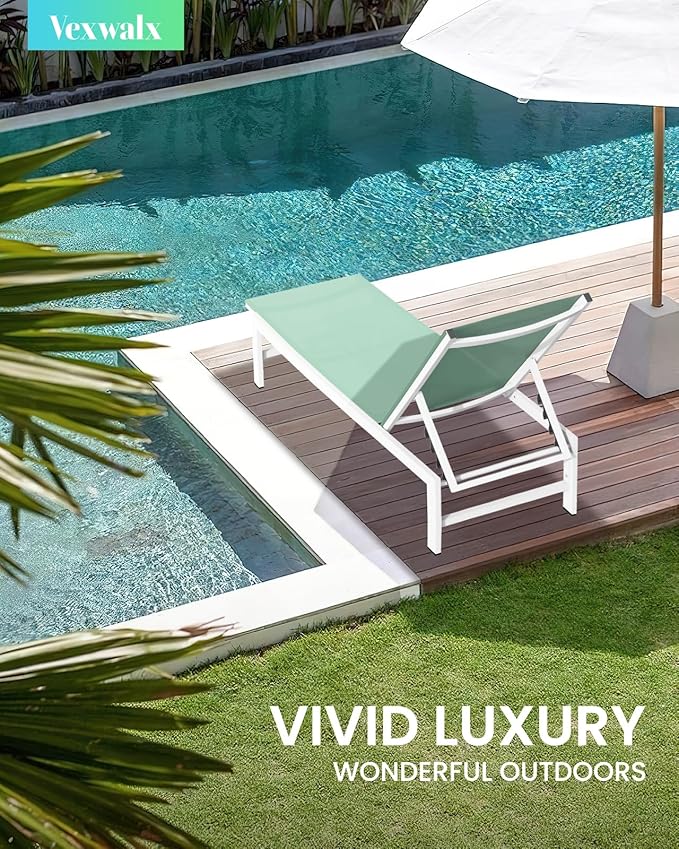 Vexwalx Outdoor Lounge Chair for Pool, Aluminum Chaise Lounge Chairs