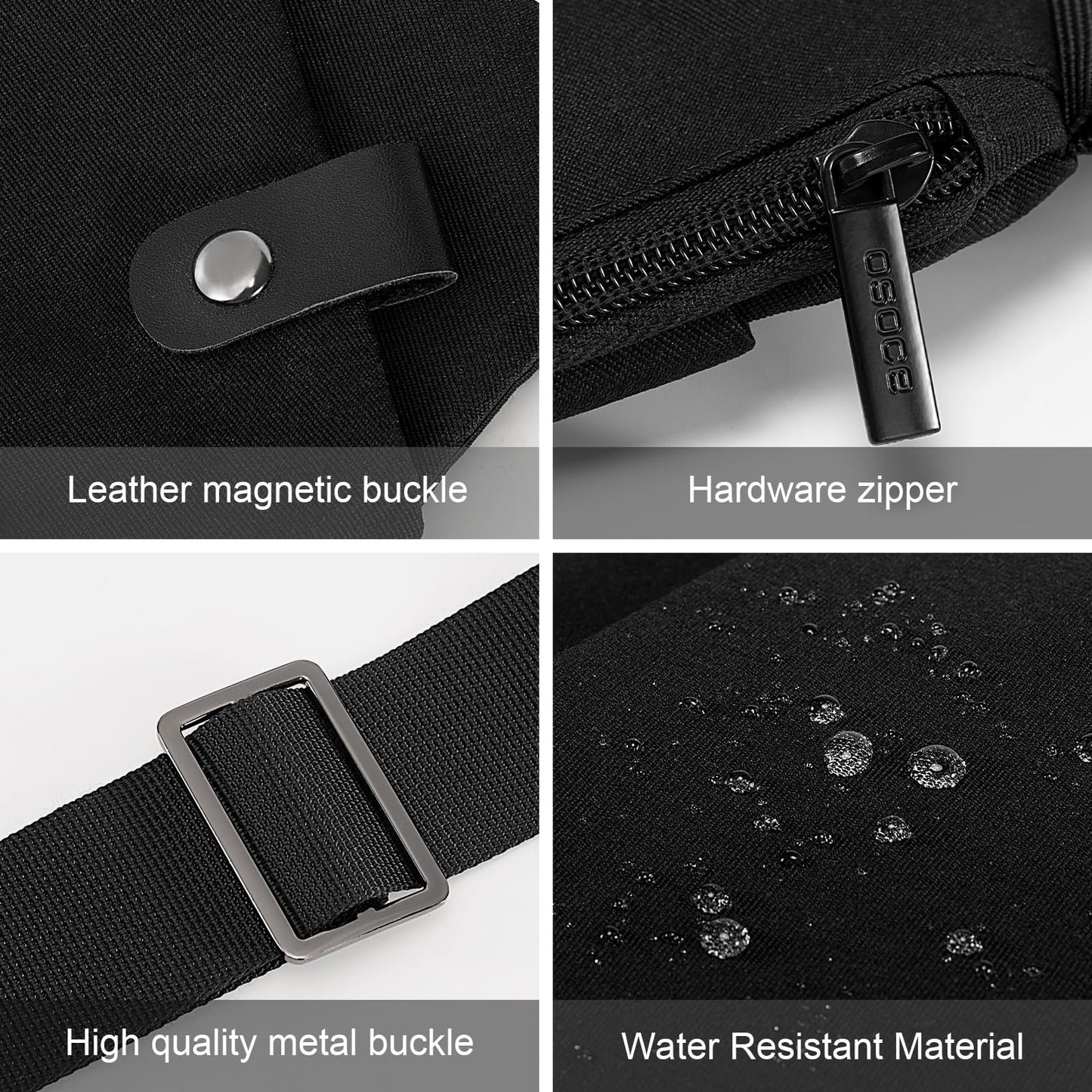 OSOCE Anti Theft Crossbody Bags Sling Bag for Women Men Waterproof Wander Bag for Sports and Travel. (1.0Black, Small)