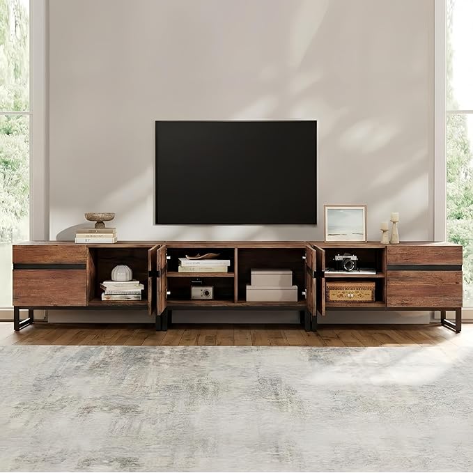 WAMPAT Modern TV Stand for 32-110 Inch TVs, Wood Entertainment Center