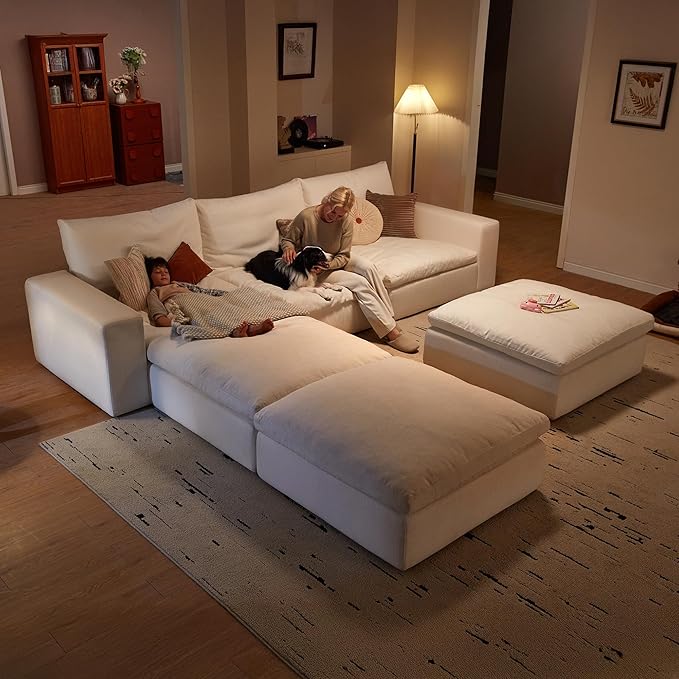 Cloud Couch Sectional 146.5'' Oversized Modular Deep Seat Sofa U Shaped Comfy