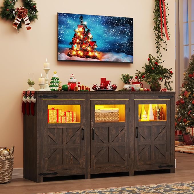 64" Large LED Farmhouse TV Stand