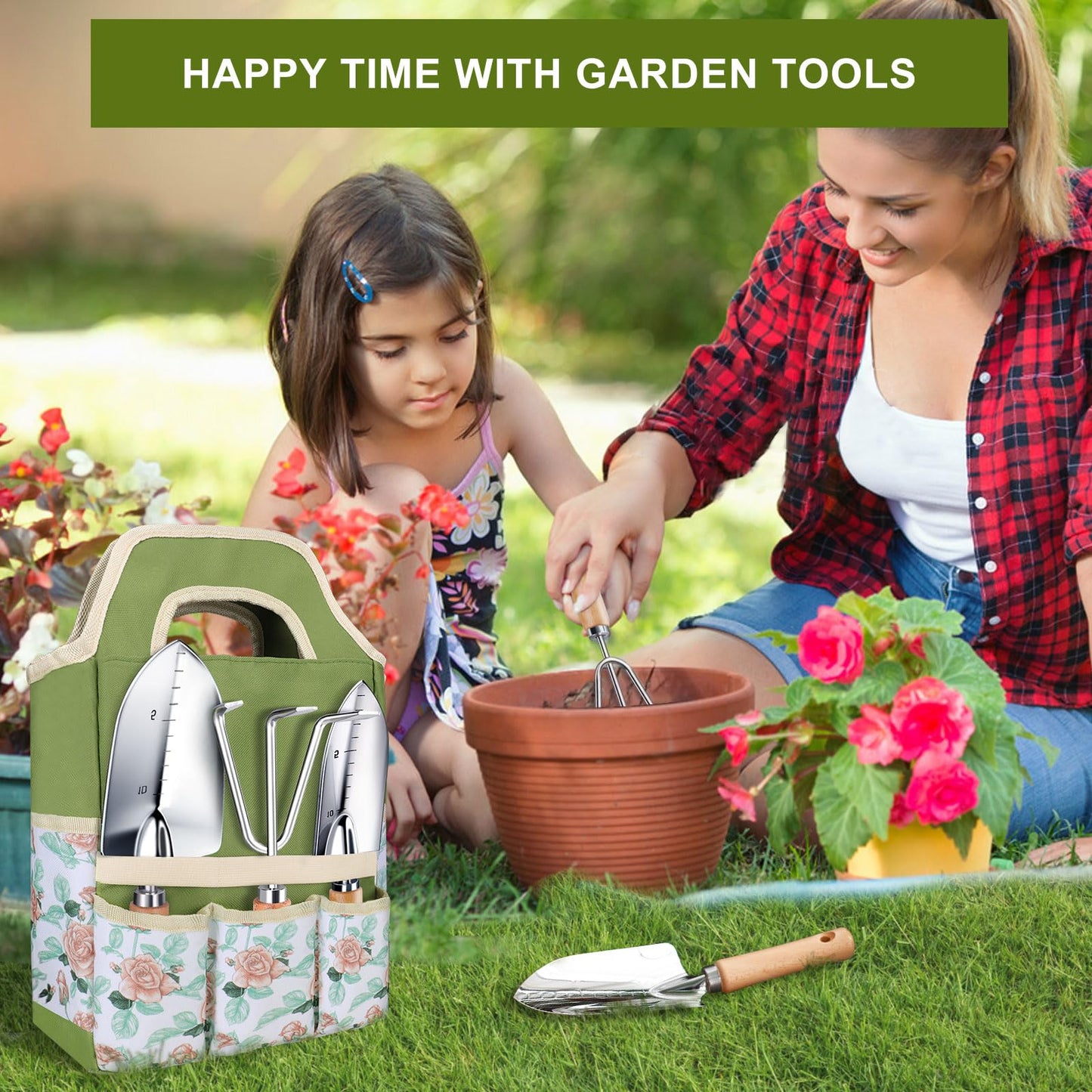 Kynup Gardening Tools, Garden Tools Set-9 Piece Gardening Gift for Women, Gardening Kit Ideal Hand Gardening Spades, Thickened Stainless Steel, Rust-Proof, Garden Supplies, Essentials, Garden Stuff