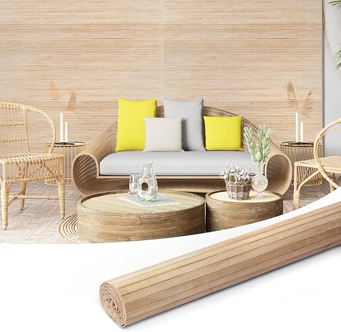Art3d 48 x 96 Inch Natural Bamboo Wall Panel